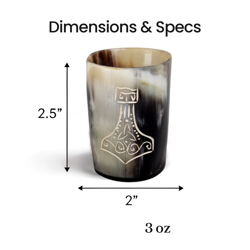 Nordic Hammer Buffalo Horn Whiskey Cups – Sets of 4, 8 or 12