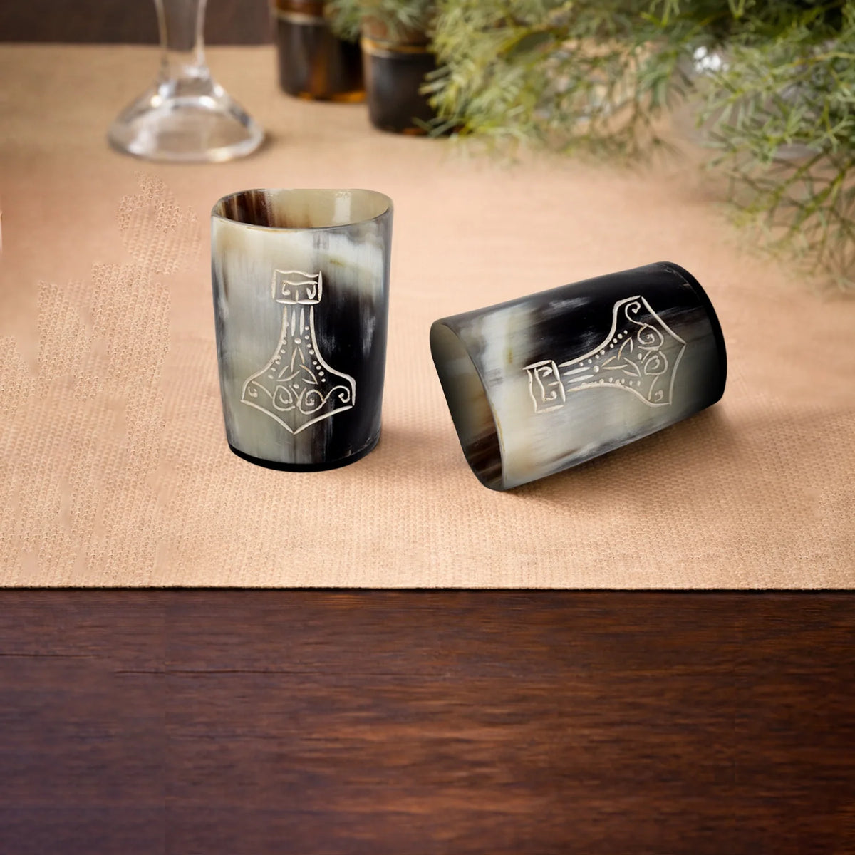 Nordic Hammer Buffalo Horn Whiskey Cups – Sets of 4, 8 or 12