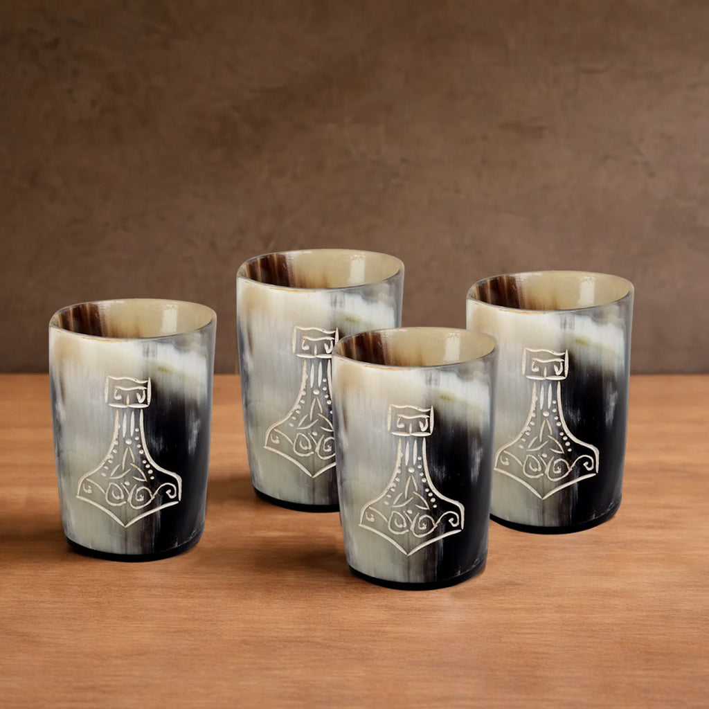 Nordic Hammer Buffalo Horn Whiskey Cups – Sets of 4, 8 or 12