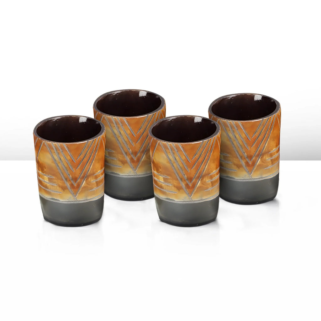 Chevron Buffalo Horn Whiskey Cups – Sets of 4, 8 or 12