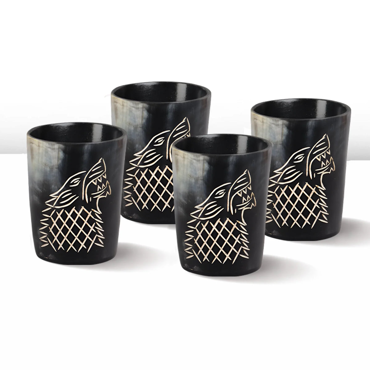 Viking Wolf Buffalo Horn Whiskey Cups – Sets of 4, 8 or 12