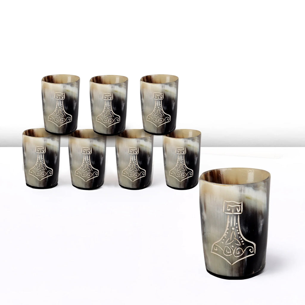 Nordic Hammer Buffalo Horn Whiskey Cups – Sets of 4, 8 or 12