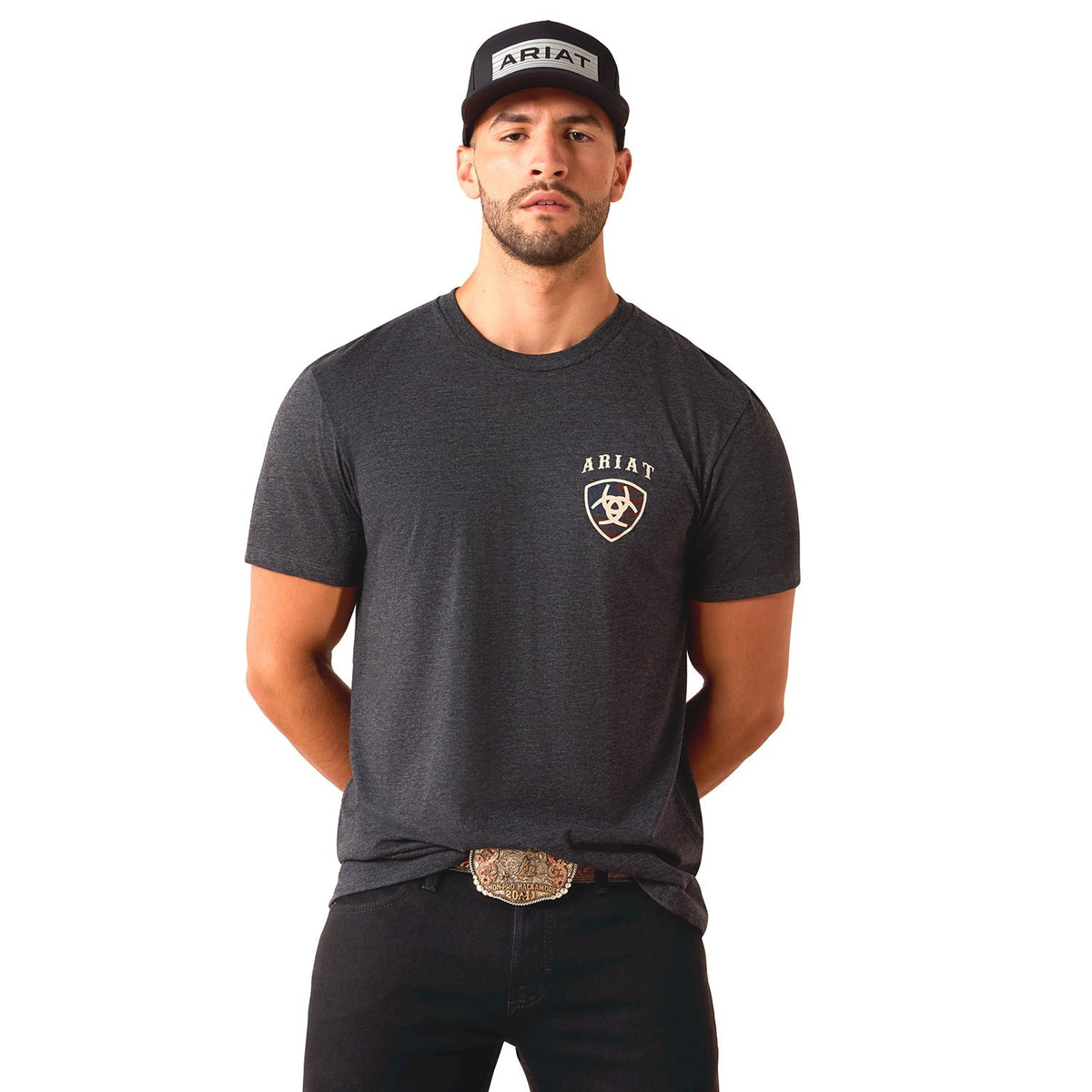 Ariat Mens Short Sleeve Shirt, American Bison Western Tee