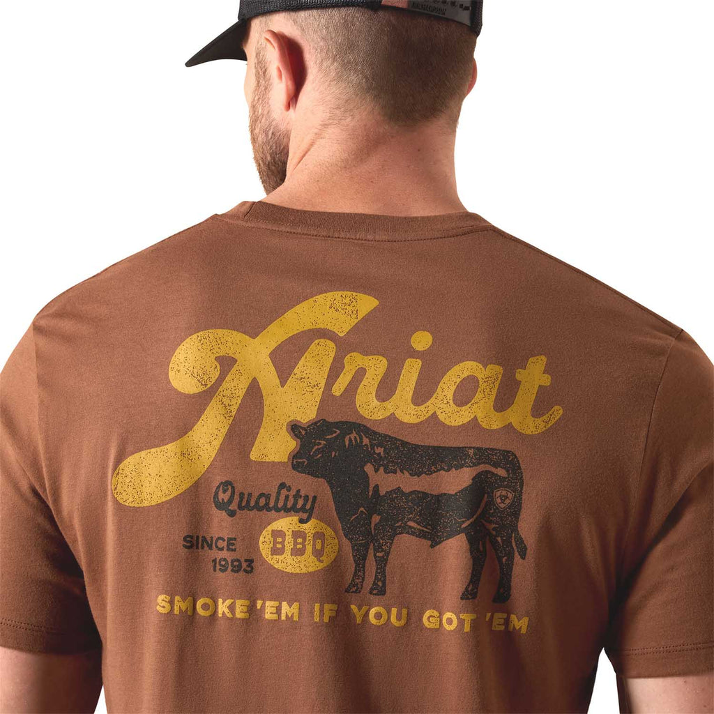 Ariat Mens Short Sleeve Shirt, BBQ Smoke Western Graphic Tee