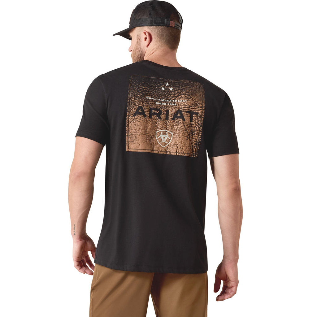 Ariat Mens Short Sleeve Shirt, Leather Patch Western Tee