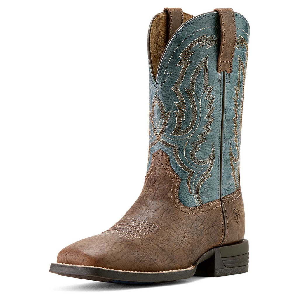 Ariat Mens Steadfast Wide Square Toe Leather Cowboy Boot – Comfortable All-Day Western Work Boot