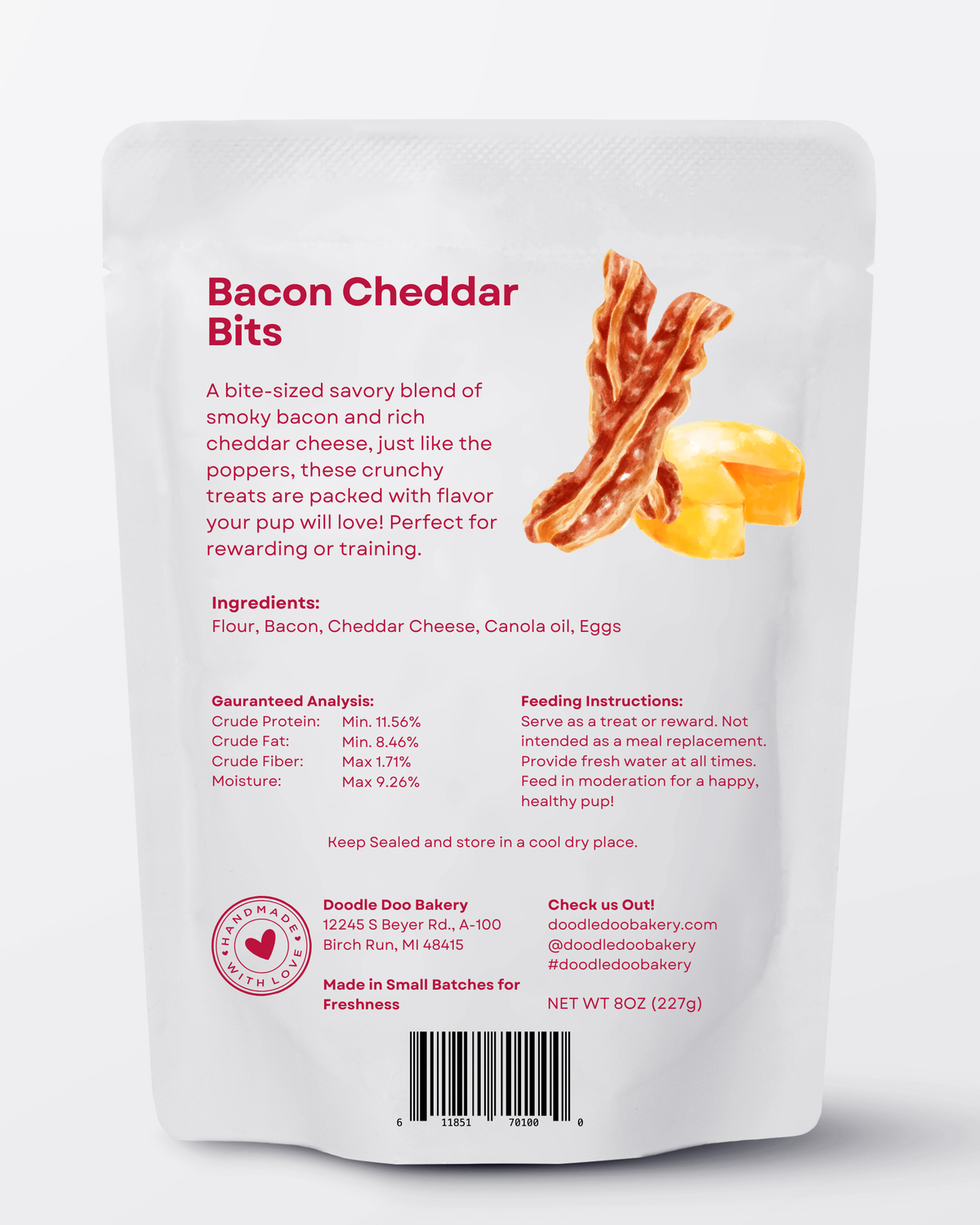 Homemade Dog Treats - 🥓 Bacon Cheddar Bits Treat 1/2lb