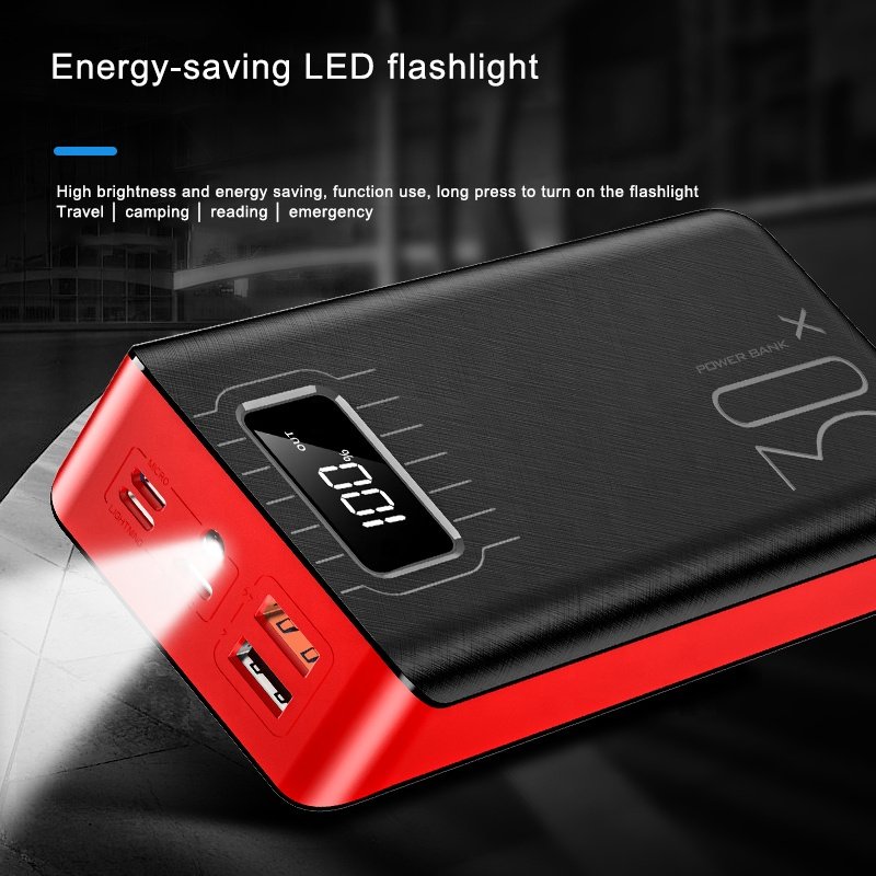20,000mAh Dual USB Power Bank with LED Flashlight