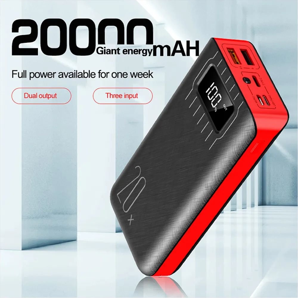 20,000mAh Dual USB Power Bank with LED Flashlight