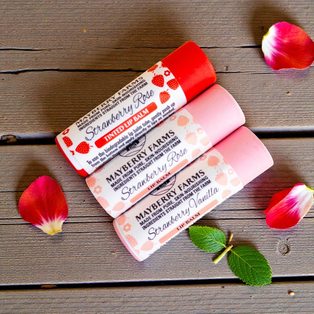 Strawberry Rose Tallow Lip Balm — Natural Beeswax & Strawberry Seed Oil | Mayberry Farms