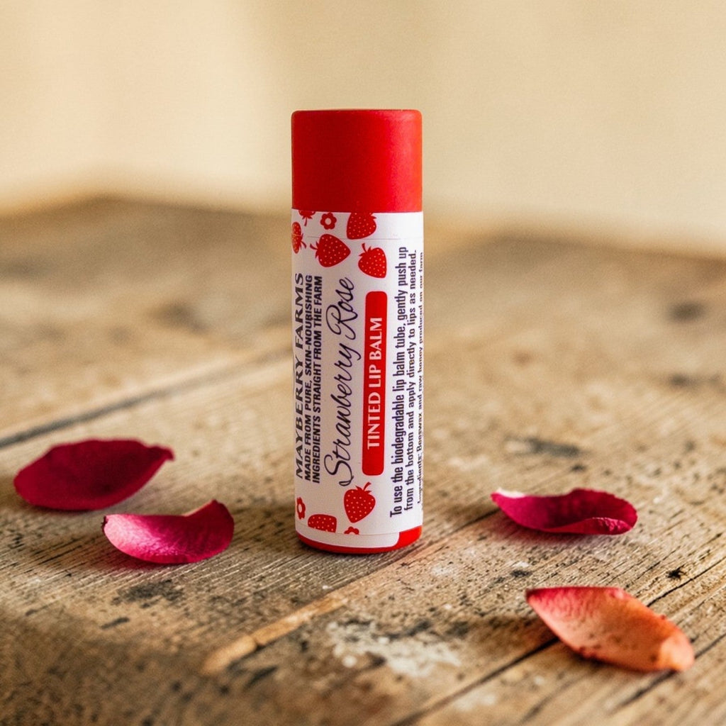 Strawberry Rose Tallow Lip Balm — Natural Beeswax & Strawberry Seed Oil | Mayberry Farms