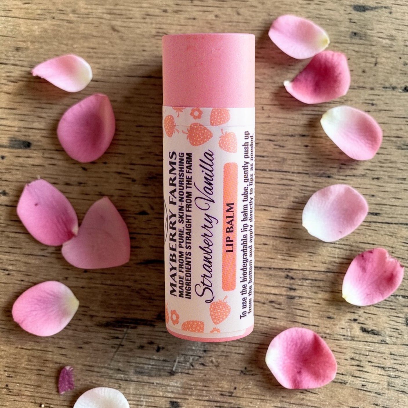 Strawberry Rose Tallow Lip Balm — Natural Beeswax & Strawberry Seed Oil | Mayberry Farms