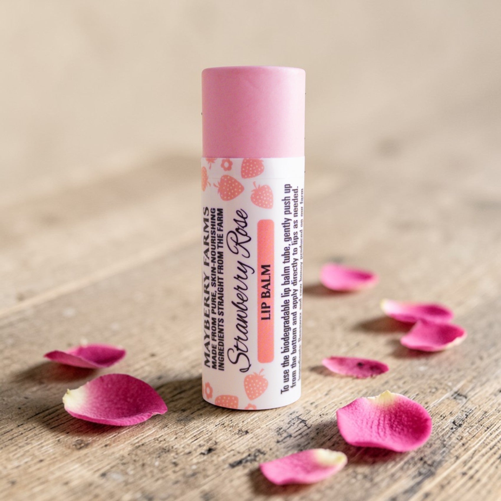Strawberry Rose Tallow Lip Balm — Natural Beeswax & Strawberry Seed Oil | Mayberry Farms